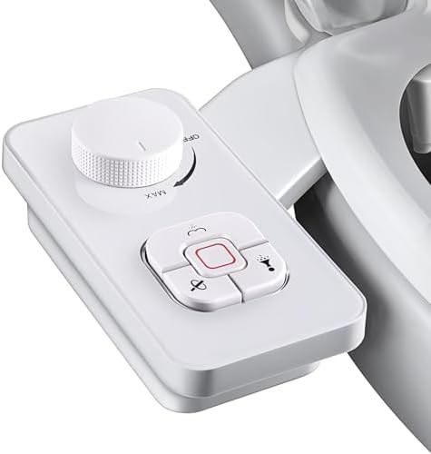 White bidet attachment with brass components