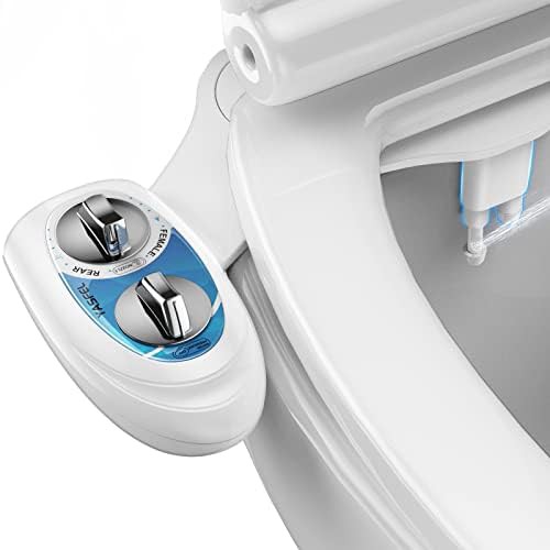 Blue and white self cleaning bidet