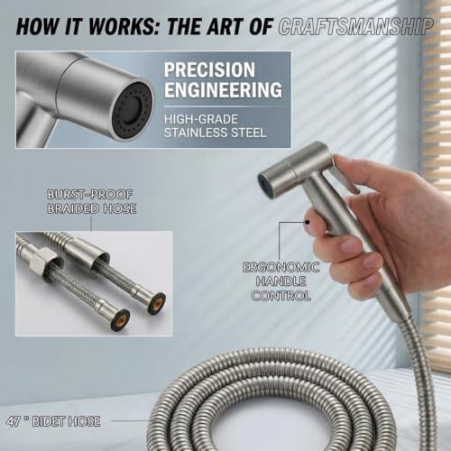 Brushed nickel handheld bidet sprayer — photo 4
