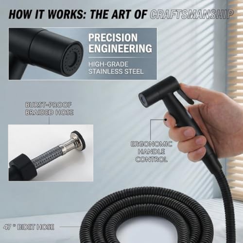 Matte black handheld bidet sprayer — photo 4