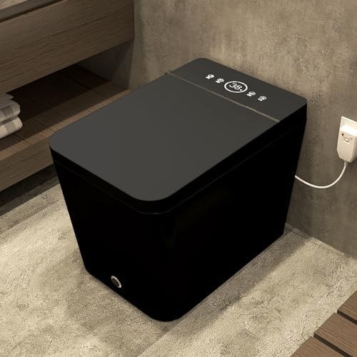 Black square smart tankless bidet toilet