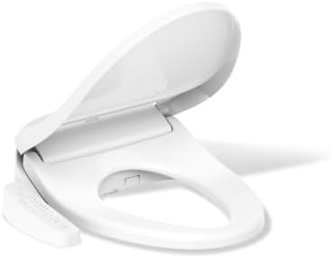 White elongated bidet seat with stainless wand
