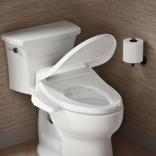 White elongated bidet seat with stainless wand — photo 3