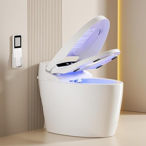 Elongated smart toilet with warm water sprayer
