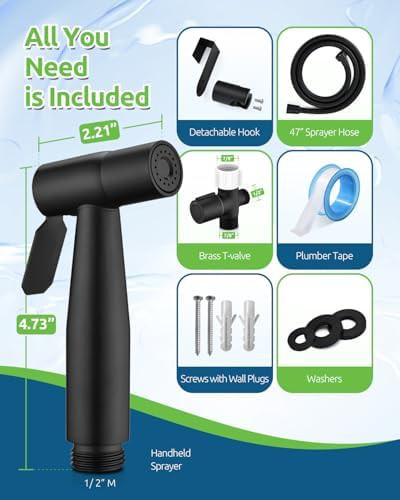 Matte black handheld bidet sprayer kit — photo 4
