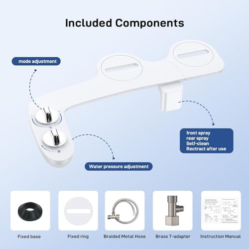 Chrome bidet attachment with dual knobs — photo 3