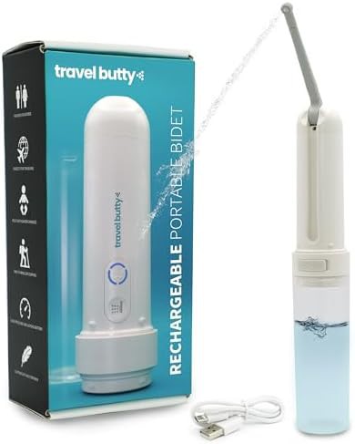 Rechargeable travel bidet with adjustable nozzle