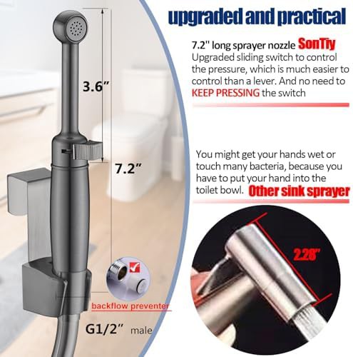 Gunmetal brass handheld bidet with adjustable pressure — photo 3