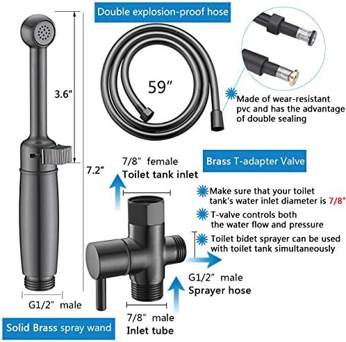 Gunmetal brass handheld bidet with adjustable pressure — photo 4