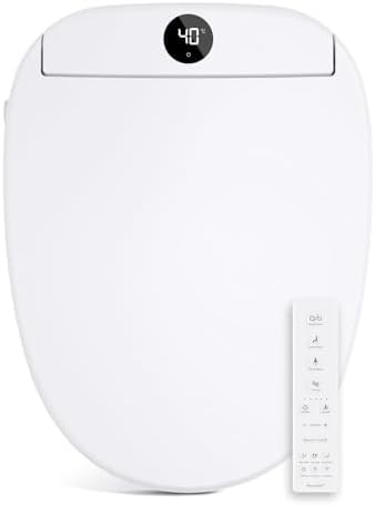 White elongated smart bidet with night light