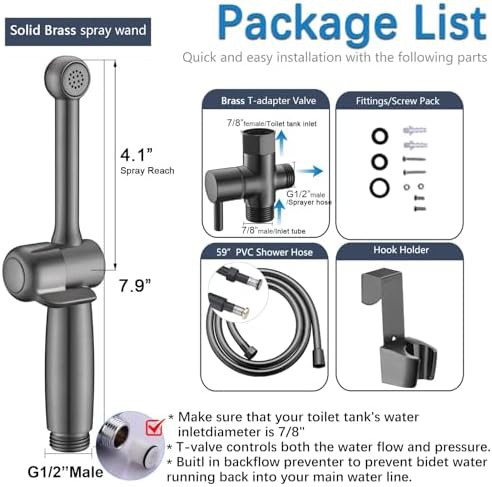 Black stainless steel handheld bidet wand — photo 5