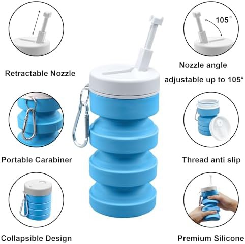 Collapsible blue travel peri bottle — photo 3