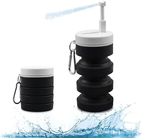 Collapsible black travel peri bottle