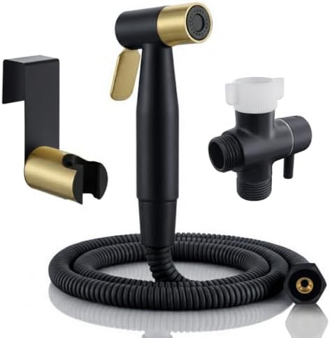 Matte black and gold handheld bidet sprayer