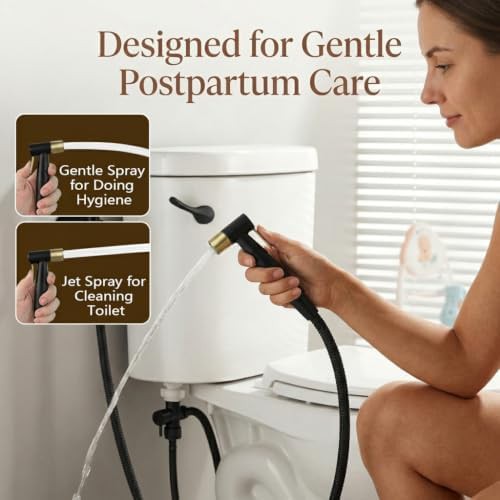 Matte black and gold handheld bidet sprayer — photo 3