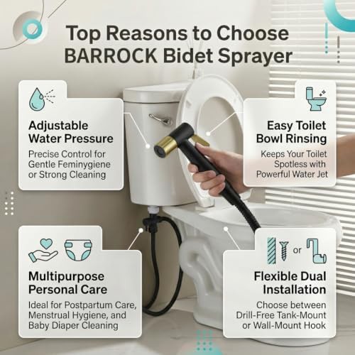 Matte black and gold handheld bidet sprayer — photo 5
