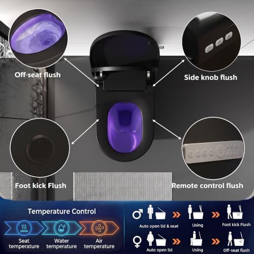 Black smart toilet with foot sensor — photo 4