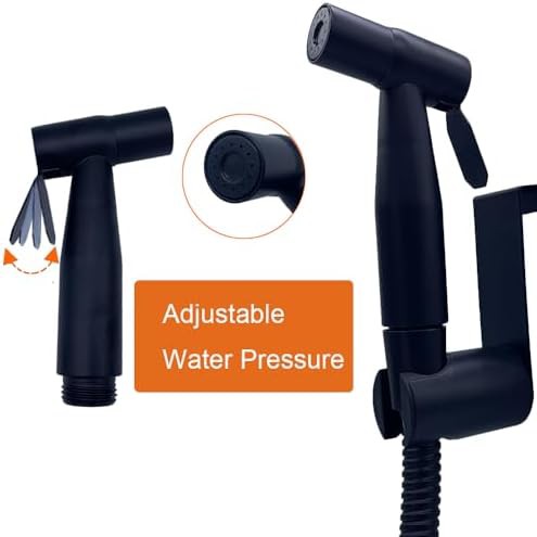 Black handheld toilet sprayer with adjustable pressure — photo 3