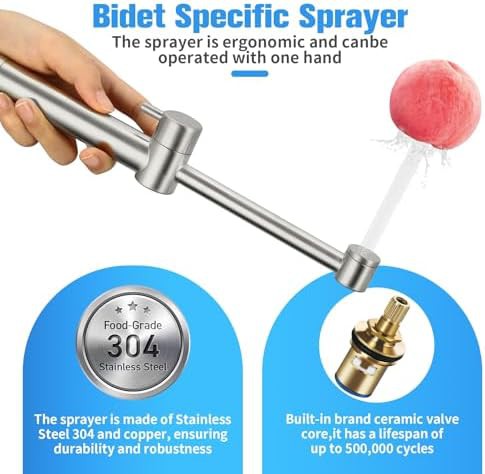 KWOCI stainless steel knob handle bidet sprayer — photo 3