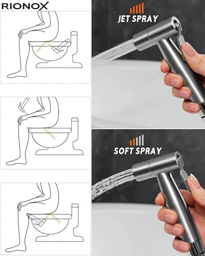Brushed nickel handheld bidet toilet attachment — photo 5