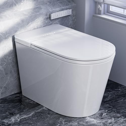 Smart elongated toilet with heated seat and dryer
