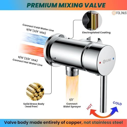 Handheld stainless steel bidet with mixing valve — photo 4