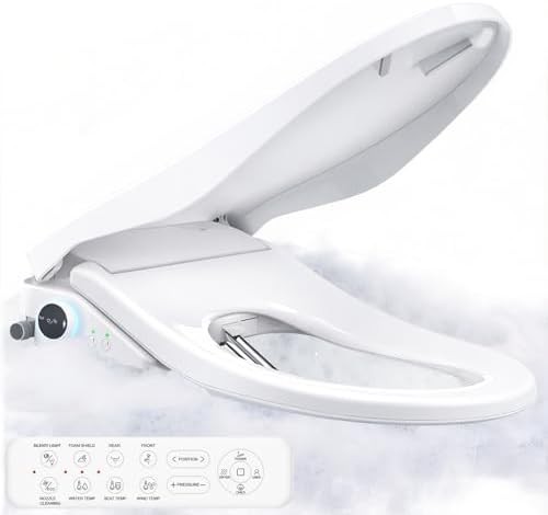 Warm water bidet with foam shield