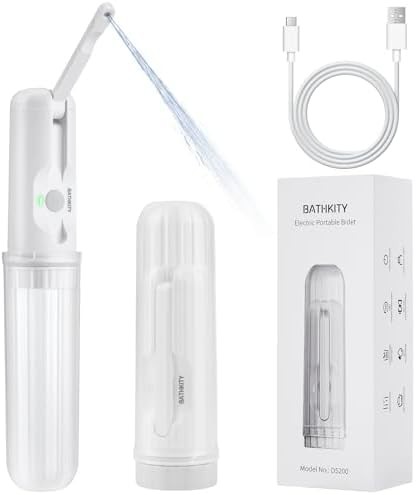 White portable travel bidet with adjustable nozzle