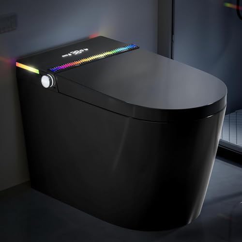 Matte black tankless smart toilet with dryer