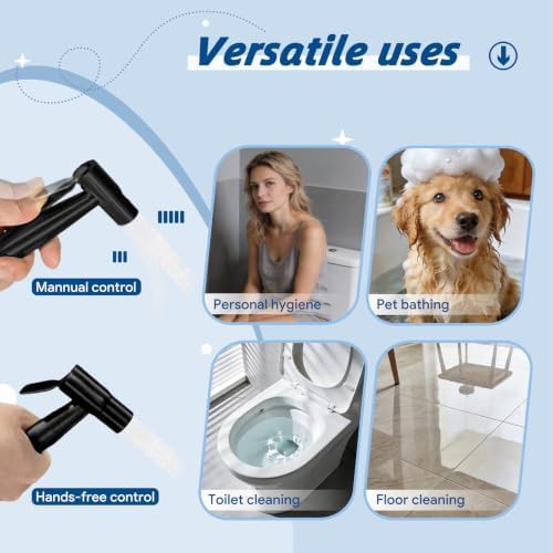 Matte black handheld bidet sprayer with pressure control — photo 3