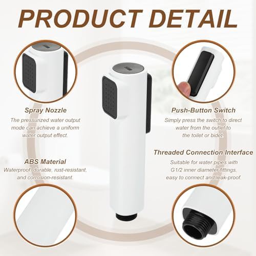 White ABS dual spray handheld bidet — photo 3