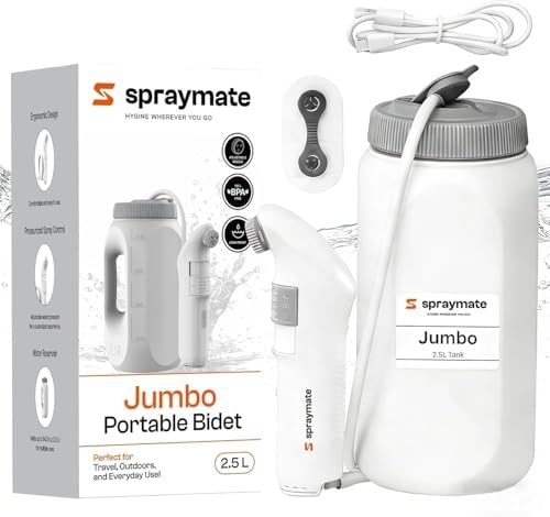 White jumbo rechargeable portable bidet sprayer