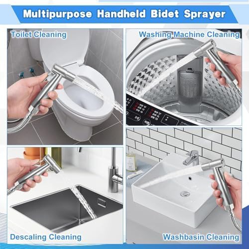 Stainless steel handheld bidet sprayer with hook — photo 4