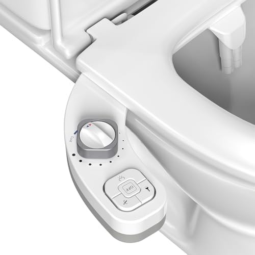 Dual nozzle non-electric bidet attachment with self-clean