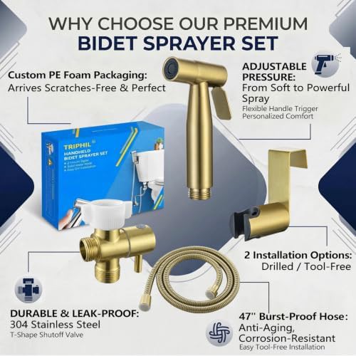 Brushed gold handheld bidet sprayer — photo 3