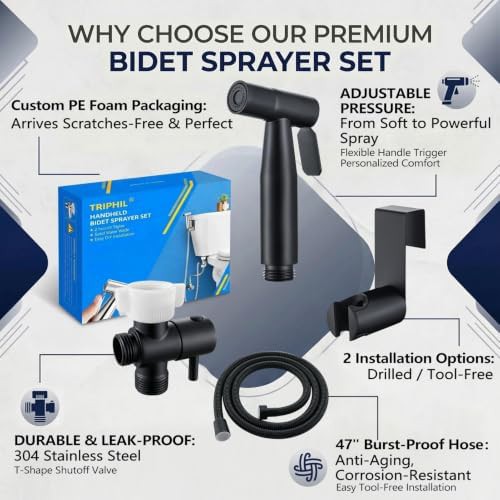 Matte black stainless steel bidet sprayer — photo 3