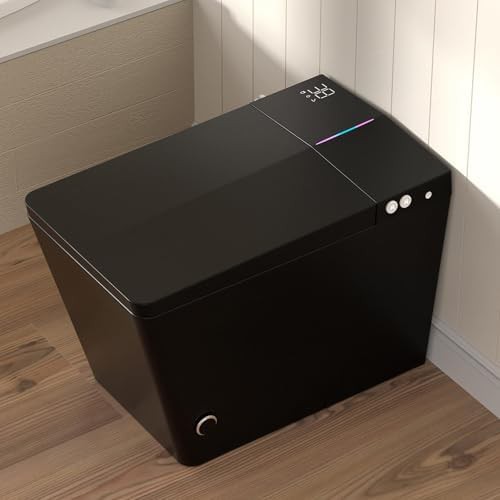 Matte black square elongated smart toilet