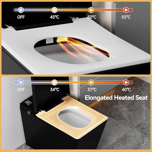 Matte black square elongated smart toilet — photo 3