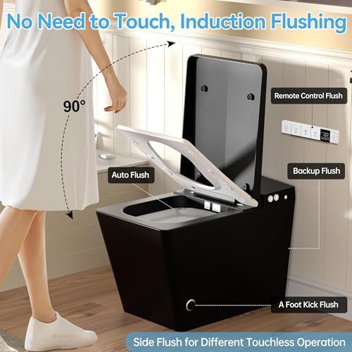 Matte black square elongated smart toilet — photo 5