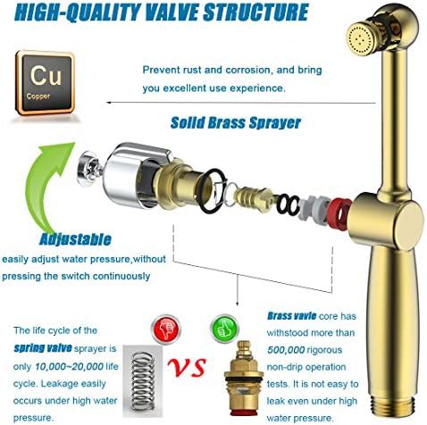 Brass handheld bidet wand with adjustable jet — photo 5
