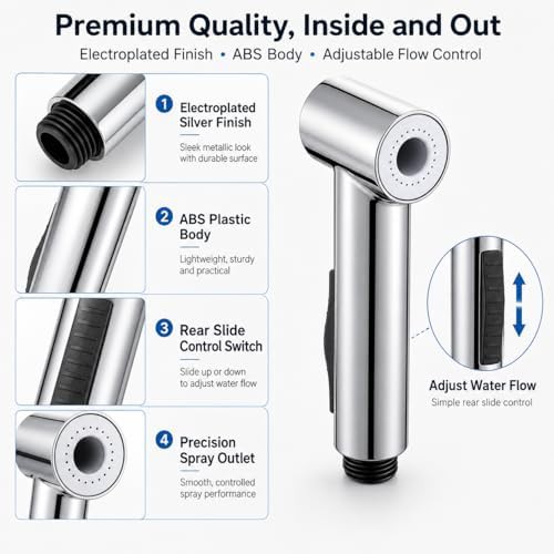Chrome finish handheld bidet sprayer with valve — photo 3