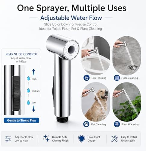 Chrome finish handheld bidet sprayer with valve — photo 4