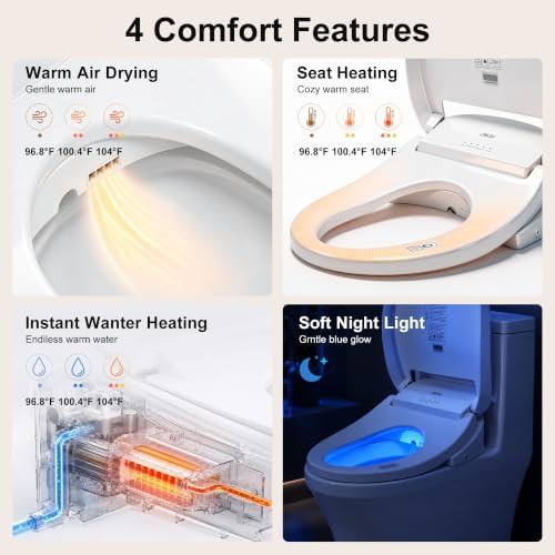 Round electric bidet seat with air dryer — photo 3