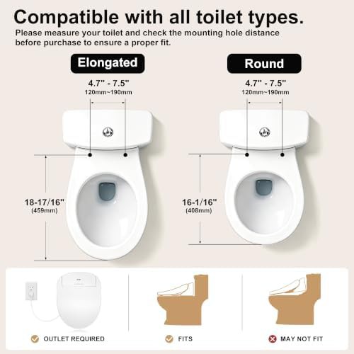 Round electric bidet seat with air dryer — photo 4