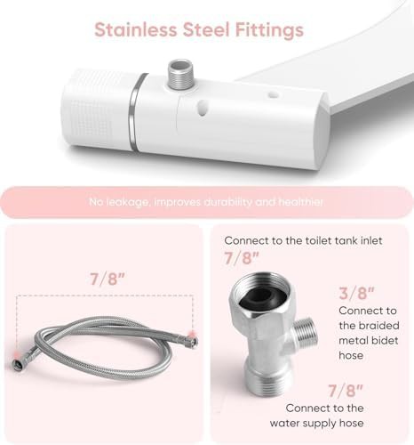 White slim bidet with stainless steel inlet — photo 4